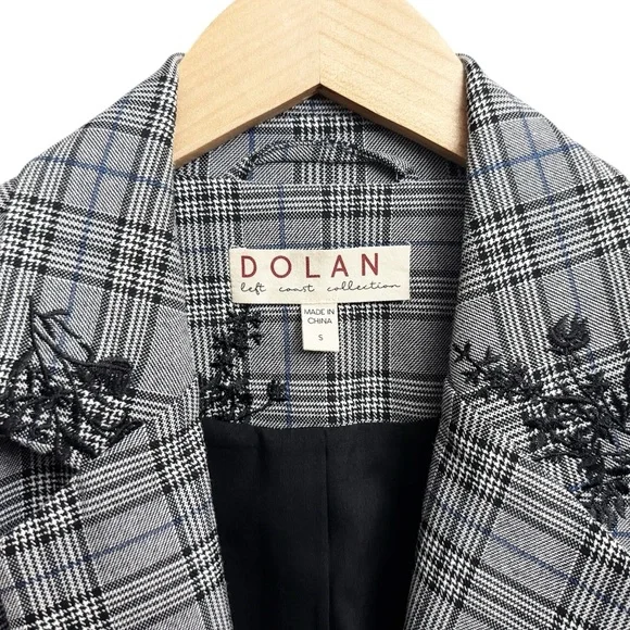 Anthropologie Dolan Plaid Embroidered Blazer - Picture 4 of 6